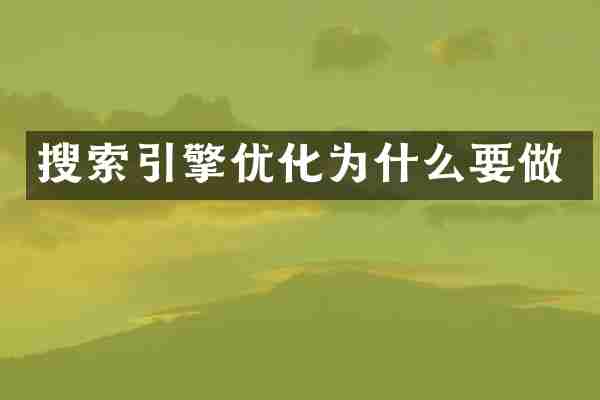 搜索引擎优化为什么要做