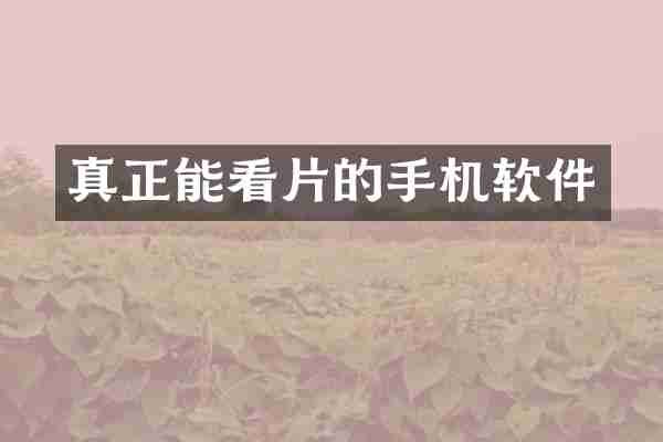真正能看片的手机软件