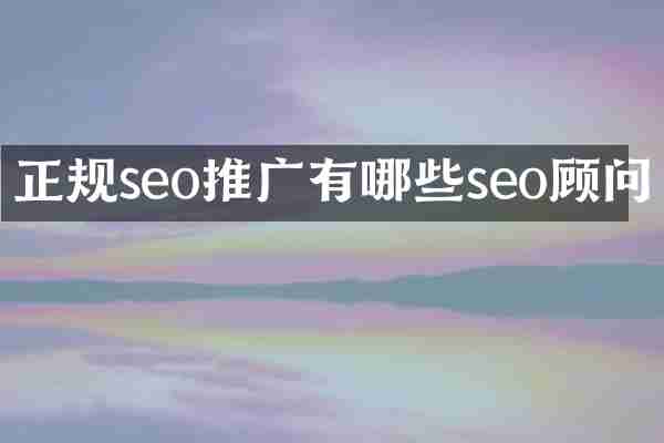 正规seo推广有哪些seo顾问