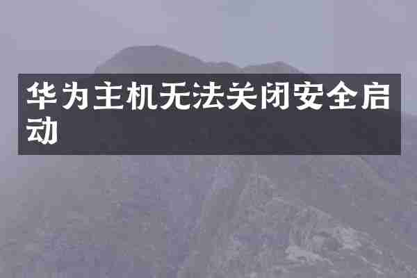 华为主机无法关闭安全启动