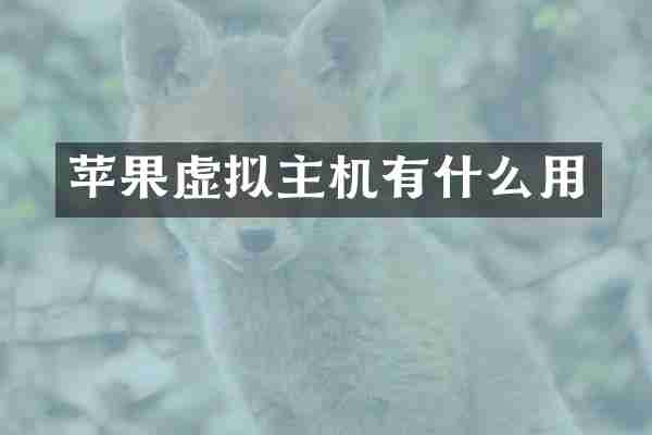 苹果虚拟主机有什么用