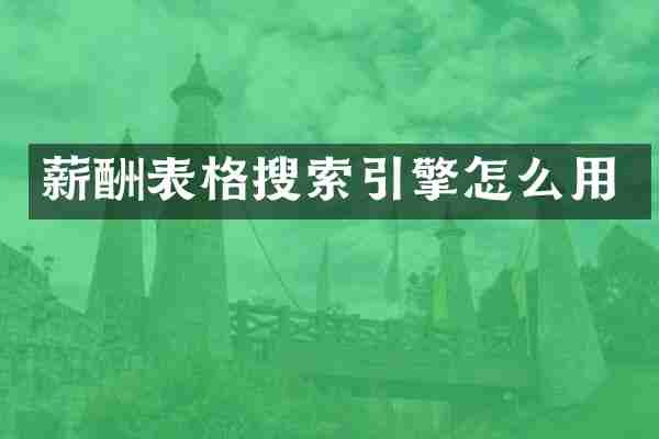 薪酬表格搜索引擎怎么用