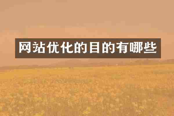 网站优化的目的有哪些