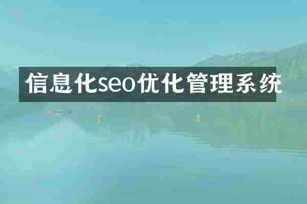 信息化seo优化管理系统