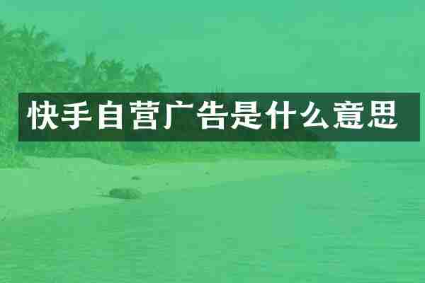 快手自营广告是什么意思