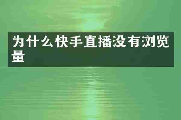 为什么快手直播没有浏览量