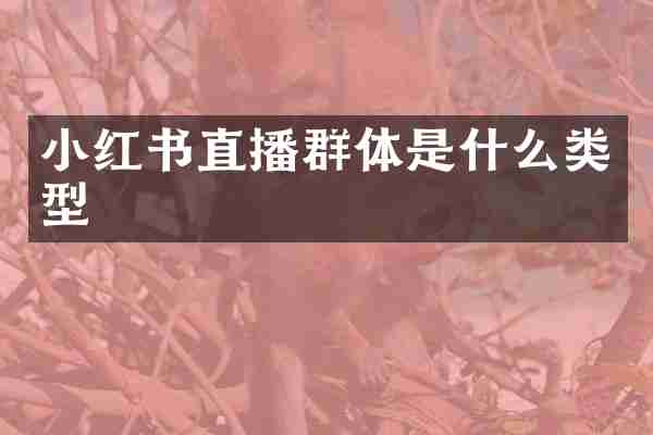 小红书直播群体是什么类型