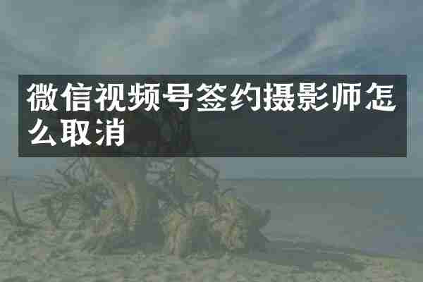 微信视频号签约摄影师怎么取消