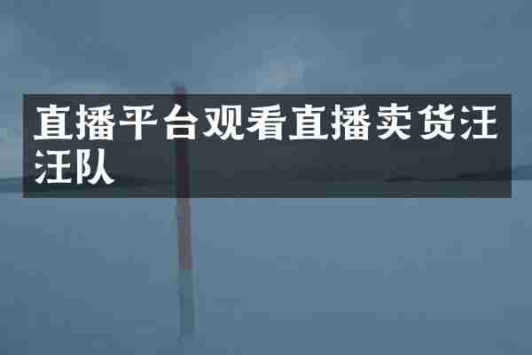 直播平台观看直播卖货汪汪队