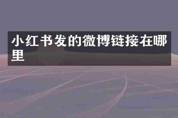 小红书发的微博链接在哪里