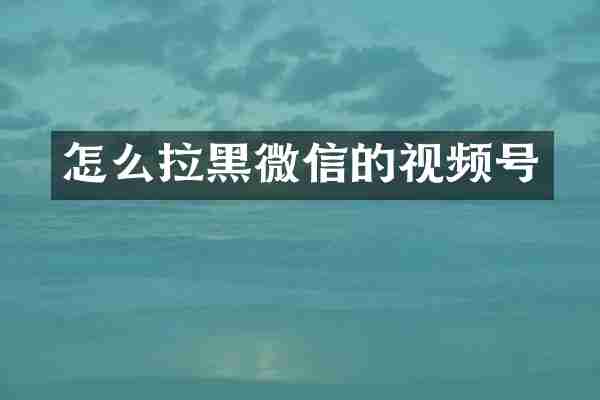 怎么拉黑微信的视频号