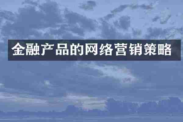 金融产品的网络营销策略