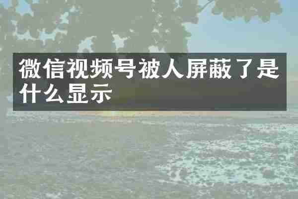 微信视频号被人屏蔽了是什么显示