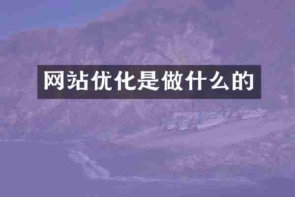 网站优化是做什么的
