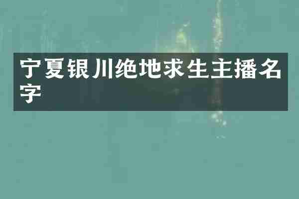 宁夏银川绝地求生主播名字