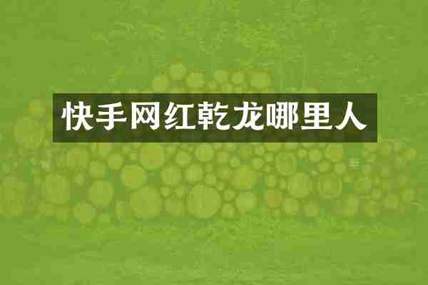快手网红乾龙哪里人