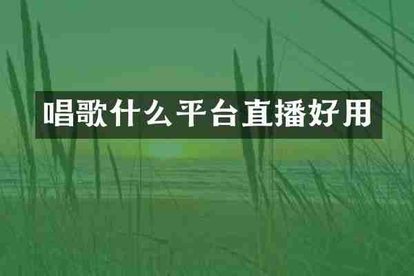 唱歌什么平台直播好用