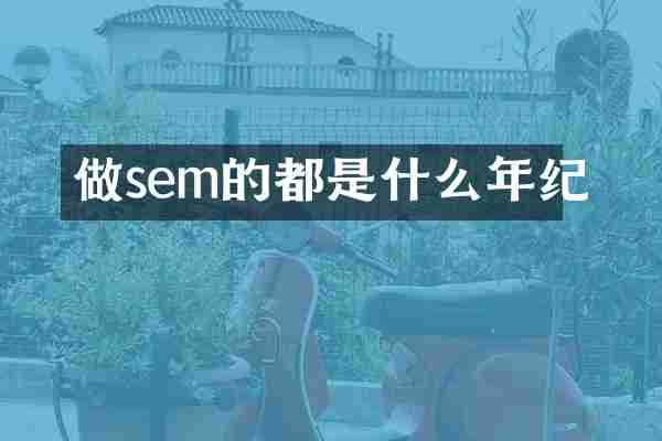 做sem的都是什么年纪
