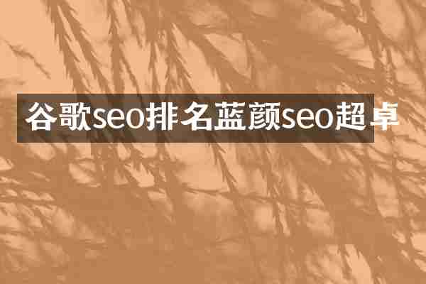 谷歌seo排名蓝颜seo超卓