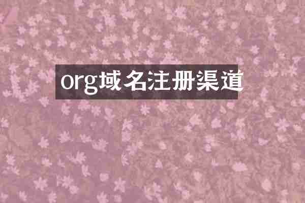 org域名注册渠道
