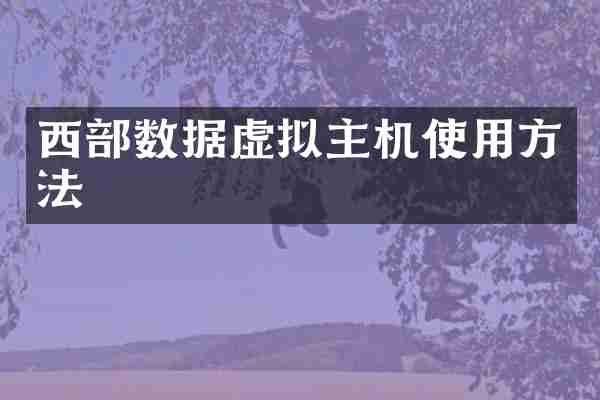 西部数据虚拟主机使用方法