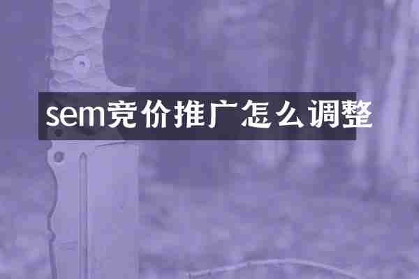 sem竞价推广怎么调整
