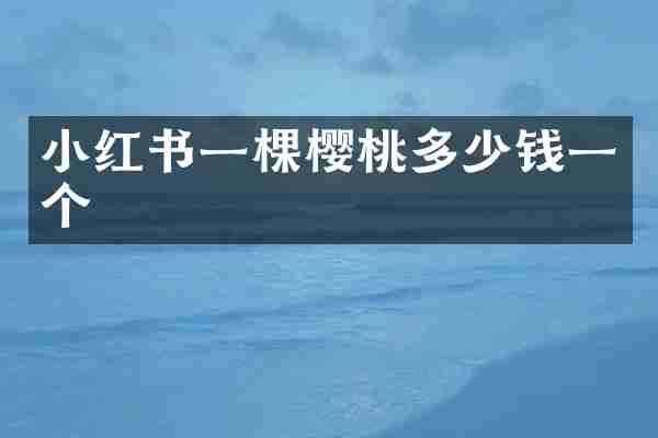 小红书一棵樱桃多少钱一个