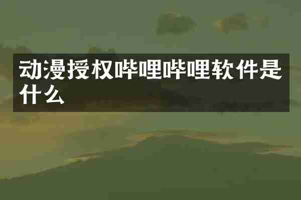 动漫授权哔哩哔哩软件是什么