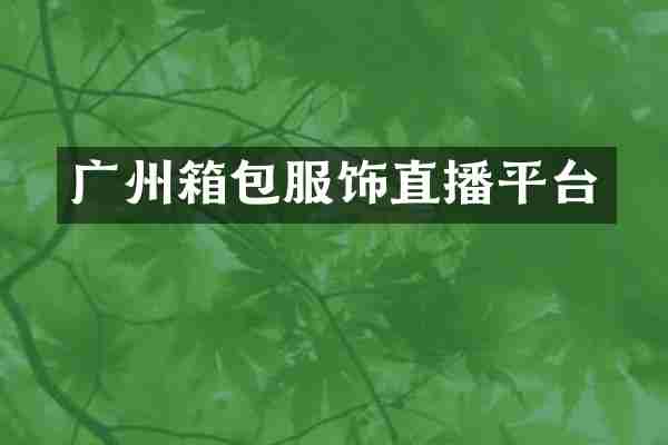 广州箱包服饰直播平台