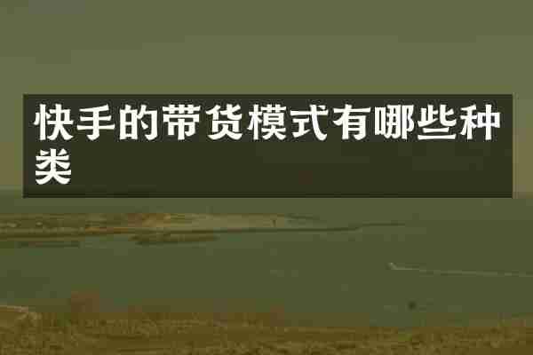 快手的带货模式有哪些种类