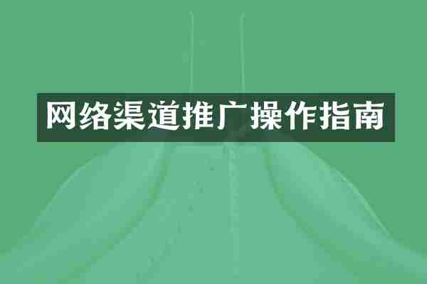 网络渠道推广操作指南