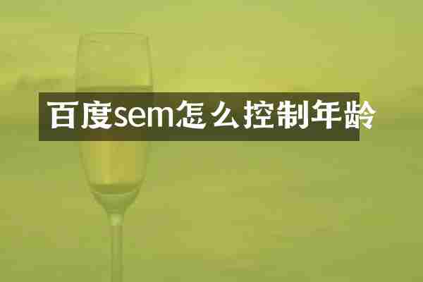百度sem怎么控制年龄