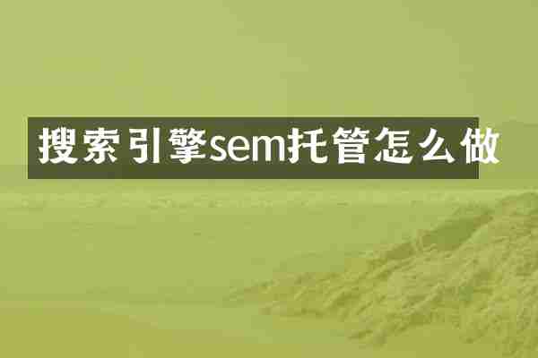 搜索引擎sem托管怎么做
