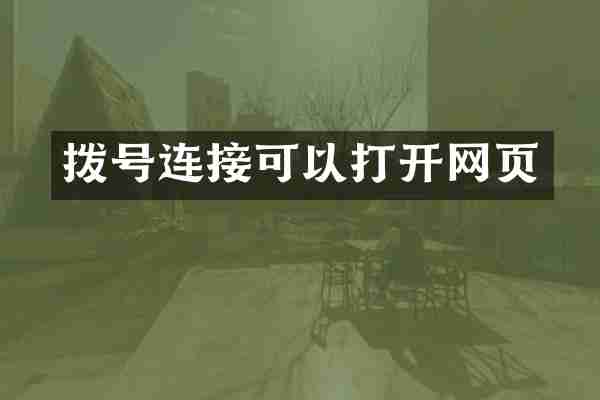 拨号连接可以打开网页