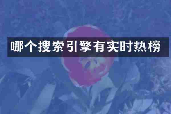 哪个搜索引擎有实时热榜