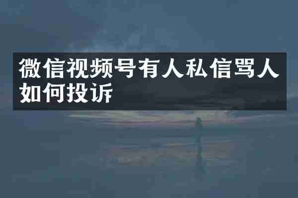 微信视频号有人私信骂人如何投诉