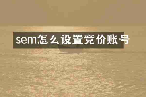 sem怎么设置竞价账号