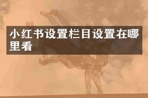 小红书设置栏目设置在哪里看