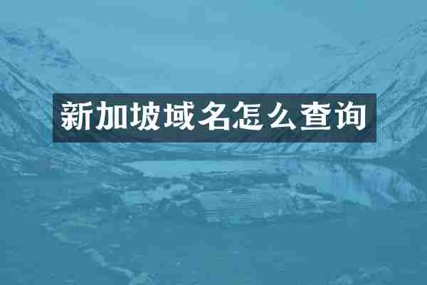 新加坡域名怎么查询