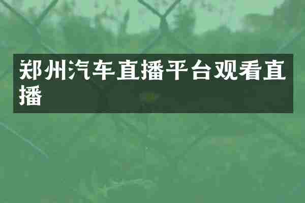 郑州汽车直播平台观看直播