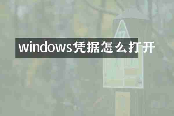 windows凭据怎么打开