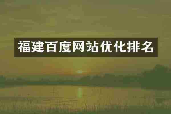 福建百度网站优化排名