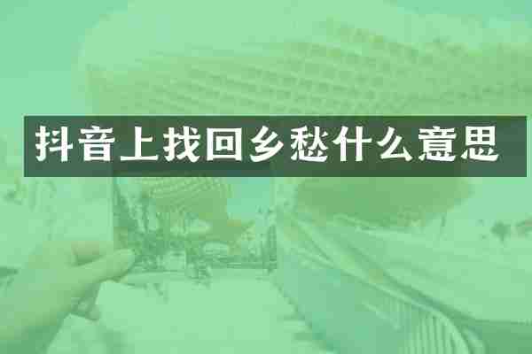 抖音上找回乡愁什么意思