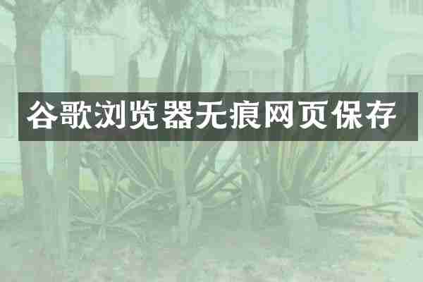 谷歌浏览器无痕网页保存