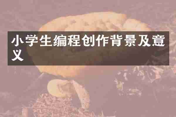 小学生编程创作背景及意义