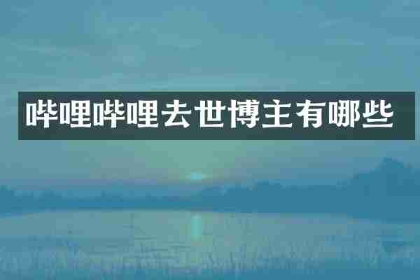 哔哩哔哩去世博主有哪些