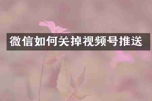 微信如何关掉视频号推送