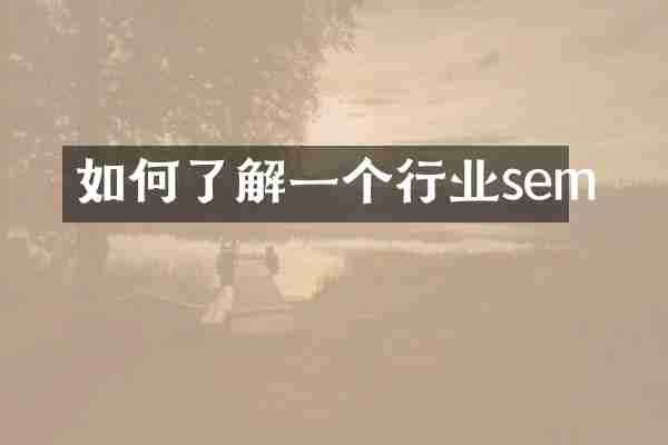 如何了解一个行业sem