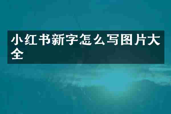 小红书新字怎么写图片大全