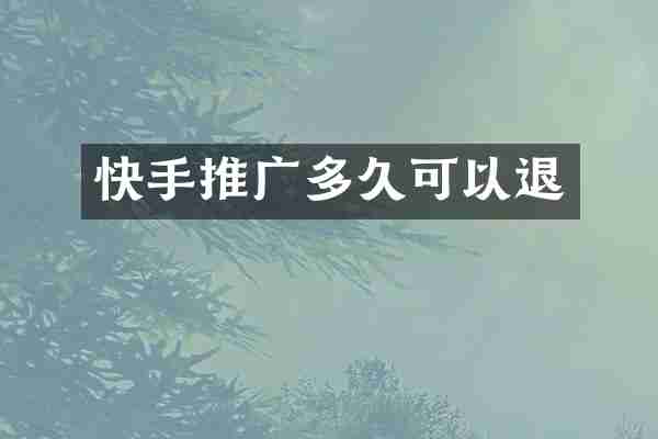 快手推广多久可以退
